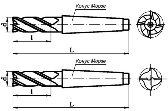 Концевая фреза на чертеже