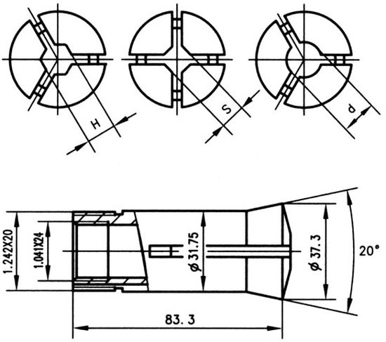 Цанга 5C для круглого профиля 5C01090M тип 0100