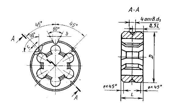 Плашка G 1/2-14 трубная цилиндрическая лерка диаметр 1/2 дюйма шаг 14 ниток