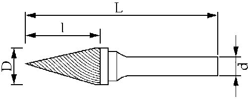 Борфреза твердосплавная гиперболическая с точеным торцом G 12,5 L=70 l=25 Твинтос