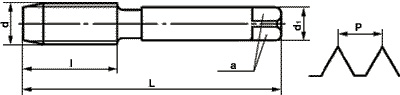 Метчик машинно-ручной М 8,0х0,50 L=66 l=19